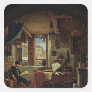 Adesivo Quadrado Um alquimista em seu laboratório