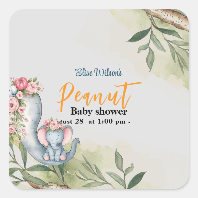 Adesivo Quadrado Um amendoim doce está a caminho (Frente)