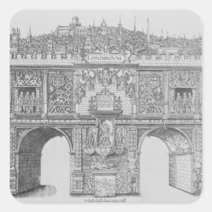 Adesivo Quadrado Um arco triunfal, gravado por William Kip, 1604