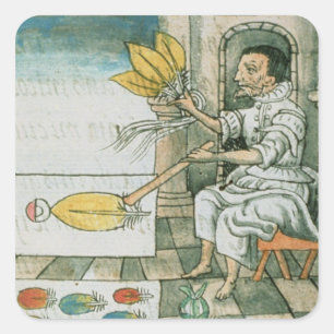 Adesivo Quadrado Um artesão asteca da pena