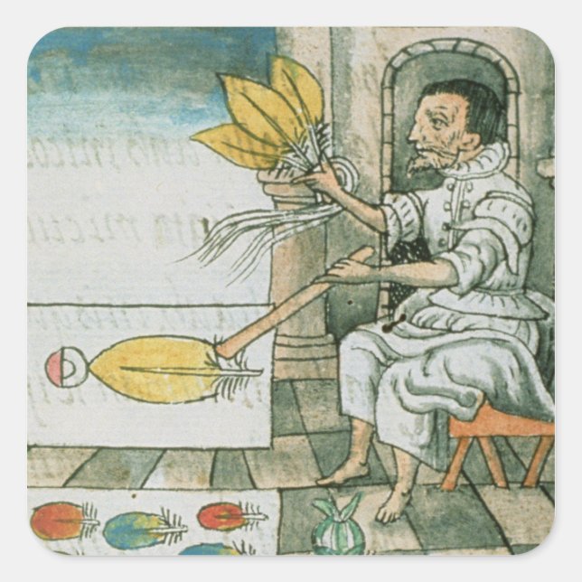 Adesivo Quadrado Um artisã de penas asteca (Frente)