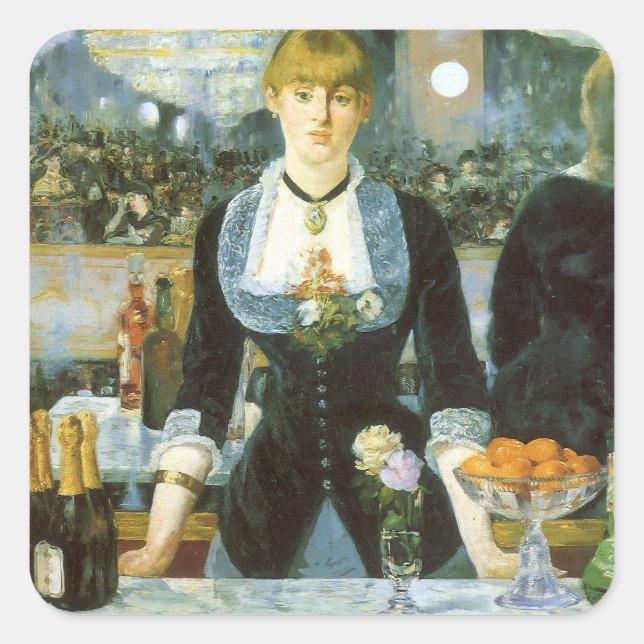 Adesivo Quadrado Um Bar na Folies Bergere, de Edouard Manet (Frente)