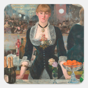 Adesivo Quadrado Um Bar no Manet Folies-Bergère Edouard