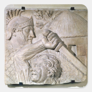 Adesivo Quadrado Um bárbaro que luta um legionary romano