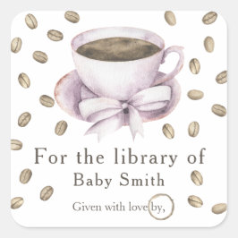 Adesivo Quadrado Um bebê está preparando café - para a biblioteca d