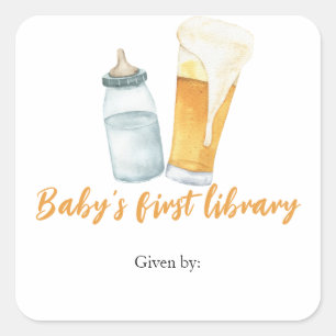 Adesivo Quadrado Um bebê está preparando cerveja - primeira bibliot