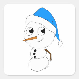 Adesivo Quadrado um boneco de neve chibi