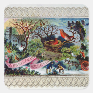 Adesivo Quadrado Um cartão-postal vitoriano