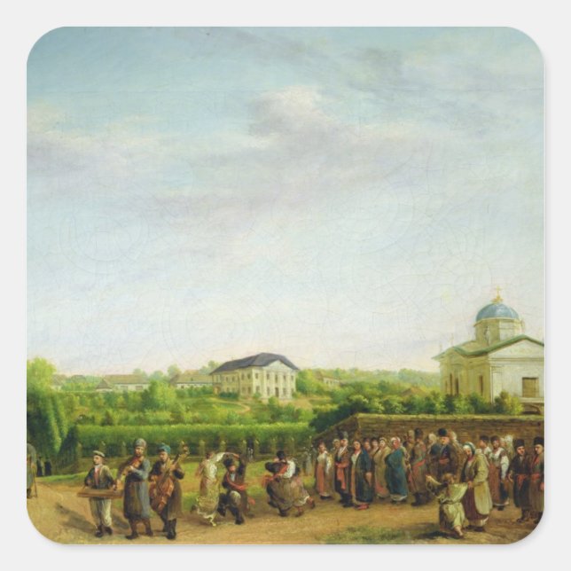 Adesivo Quadrado Um casamento country (Frente)