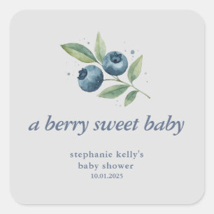 Adesivo Quadrado Um Chá de fraldas Berry Sweet