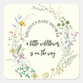 Adesivo Quadrado Um chá de fraldas de flor silvestre