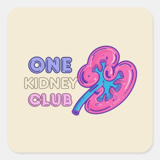 Adesivo Quadrado UM CLUBE DE RINS, Transplante RENAL (Frente)