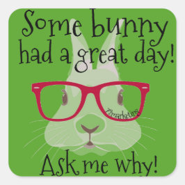 Adesivo Quadrado Um coelhinho teve um ótimo dia de aulas