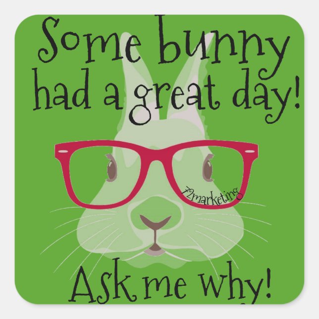 Adesivo Quadrado Um coelhinho teve um ótimo dia de aulas (Frente)