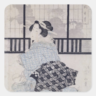 Adesivo Quadrado Um Courtisan com um Shamisen