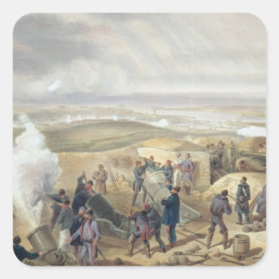 Adesivo Quadrado Um dia quente nas baterias, prato do assento