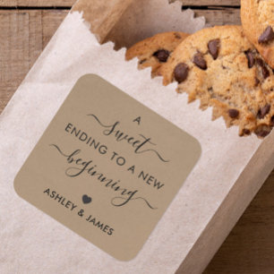 Adesivo Quadrado Um doce fim de uma nova marca de presente inicial,