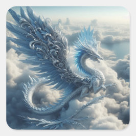 Adesivo Quadrado Um dragão cercado por nuvens