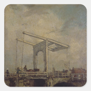 Adesivo Quadrado Um Drawbridge em uma cidade holandesa, 1875