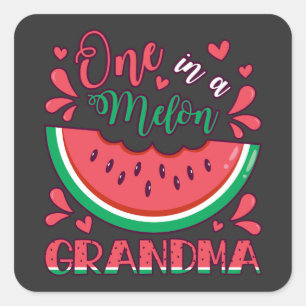 Adesivo Quadrado Um em uma Festa Melon Vovó B-Day