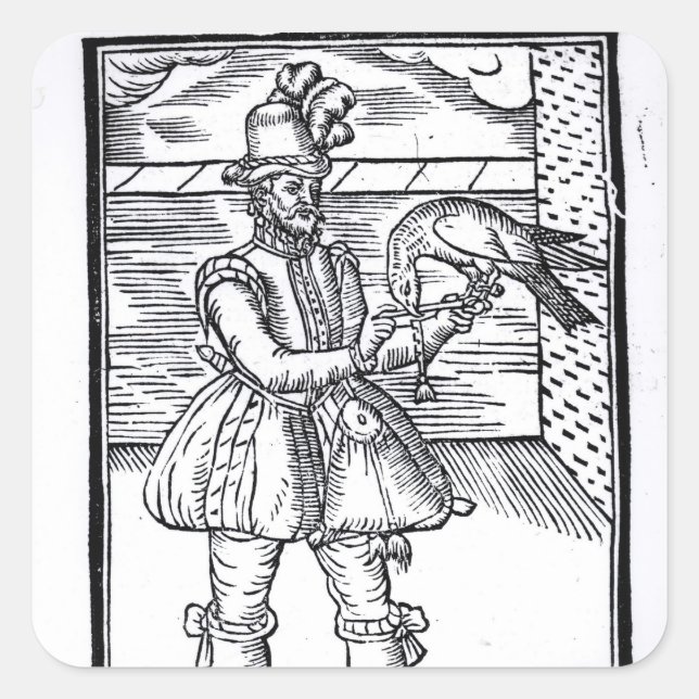 Adesivo Quadrado Um Falconer com seu Goshawk (Frente)
