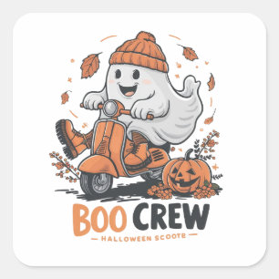 Adesivo Quadrado Um fantasma lúdico andando de patinete