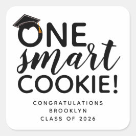 Adesivo Quadrado Um Favor de Graduação de Cookie Inteligente