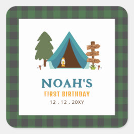 Adesivo Quadrado Um Feliz Camper Boys Primeiro Aniversário