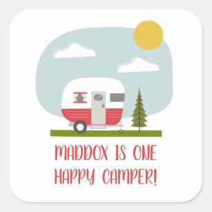 Adesivo Quadrado Um Feliz Camper Red Trailday