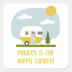 Adesivo Quadrado Um Feliz Camper Yellow Trailday
