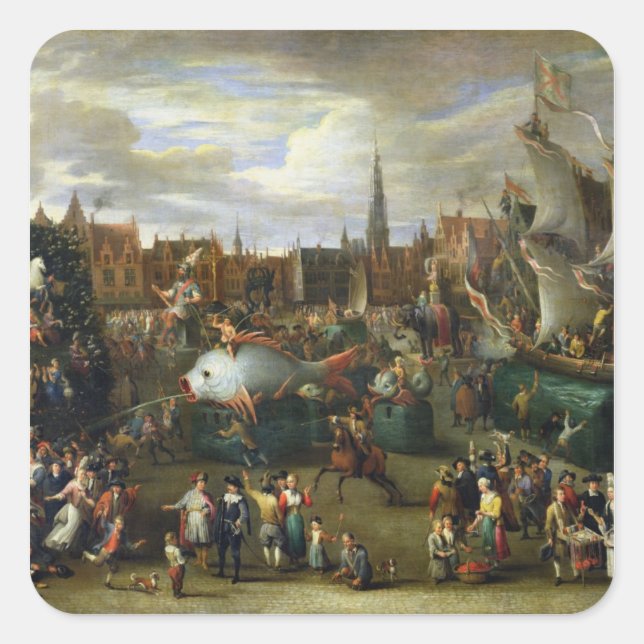 Adesivo Quadrado Um festival em Antuérpia (Frente)