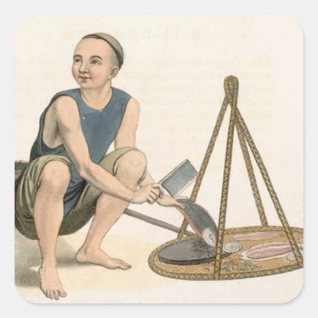 Adesivo Quadrado Um Fishmonger, prato 39 de "Os Figurinos da China (Frente)