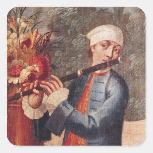 Adesivo Quadrado Um Flautist, detalhe de uma tela