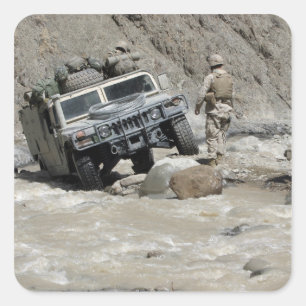 Adesivo Quadrado Um fuzileiro norte-americano guiando o motorista d