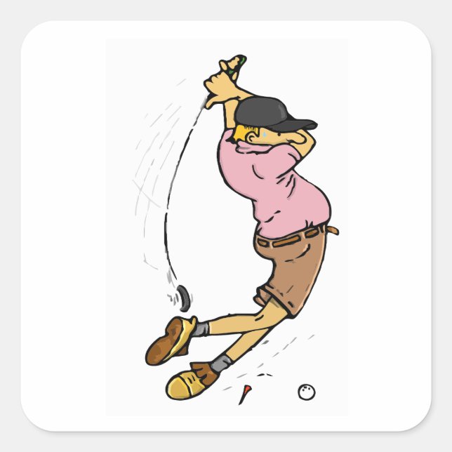 Adesivo Quadrado Um Golfer perdendo a bola (Frente)