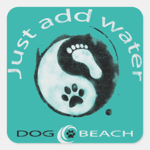 Adesivo Quadrado Um grande stiker para amantes do cão e da praia!
