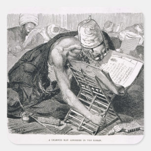 Adesivo Quadrado Um Homem Aprendido Absorvido no Corão