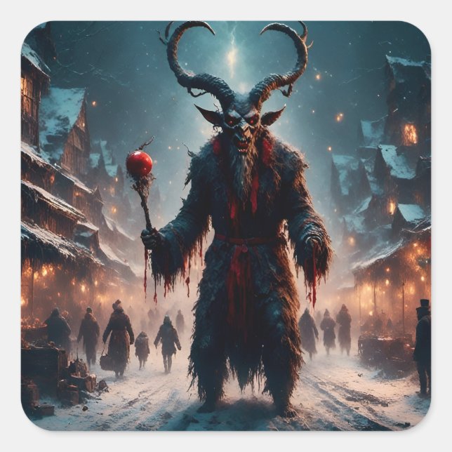 Adesivo Quadrado Um horror de Natal Krampus (Frente)
