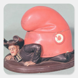 Adesivo Quadrado Um inkwell ou um pote do tabaco