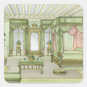 Adesivo Quadrado Um interior do quarto no estilo de Henri II (litho
