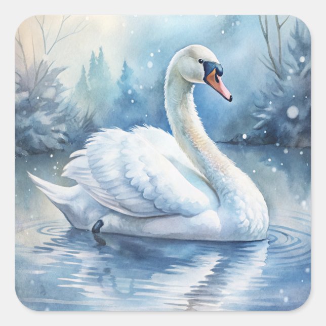 Adesivo Quadrado Um lindo cisne (Frente)