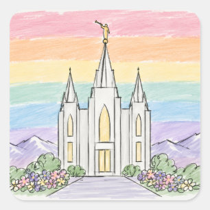 Adesivo Quadrado Um Lugar Celestial de Paz Bela Templo Mórmon U
