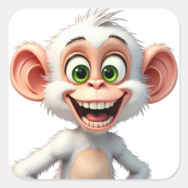 Adesivo Quadrado Um macaco branco sorridente