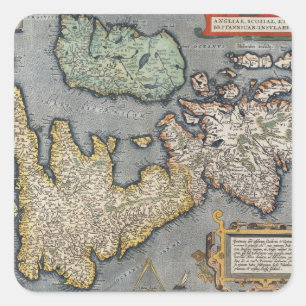 Adesivo Quadrado Um mapa da Grã-Bretanha Excelente 1587