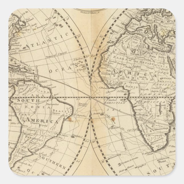 Adesivo Quadrado Um mapa do mundo (Frente)