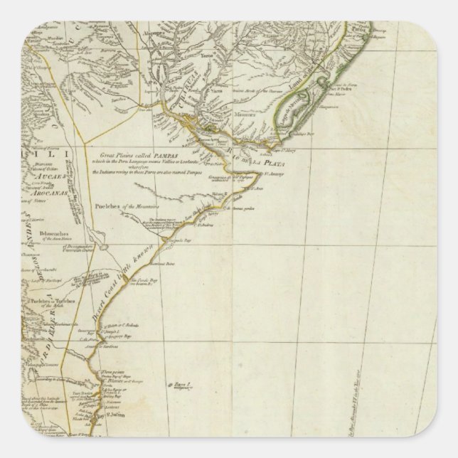 Adesivo Quadrado Um mapa do sul da América do Sul (Frente)