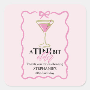 Adesivo Quadrado Um Martini Um Pouquinho Mais Velho Borda Rosa Boni