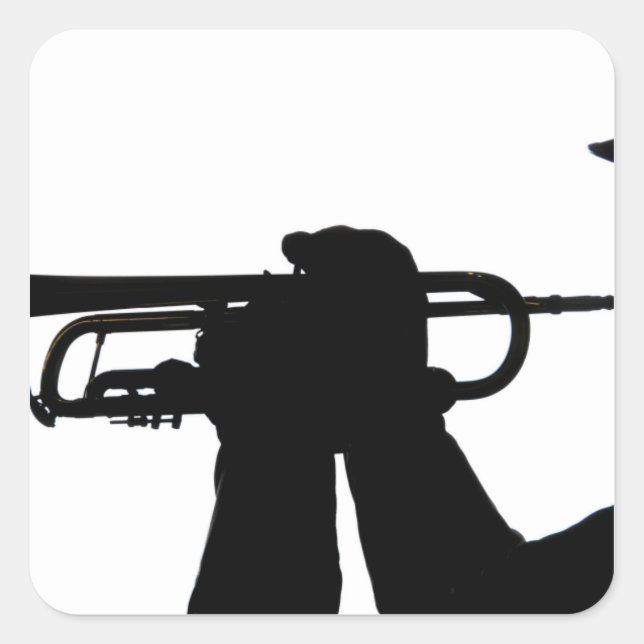 Adesivo Quadrado Um membro do serviço toca uma melodia (Frente)