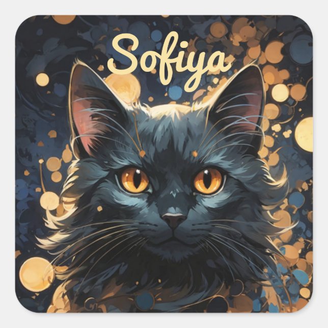 Adesivo Quadrado Um misterioso nome de glitter preto majestoso (Frente)