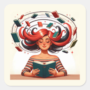 Adesivo Quadrado Um momento de felicidade literária